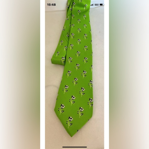 New Ralph Lauren Black Label 100% Silk Floral Green Tie Handmade in Italy